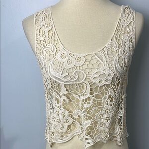 Imaginary Voyage Cream Crochet Crop Top Size Medium